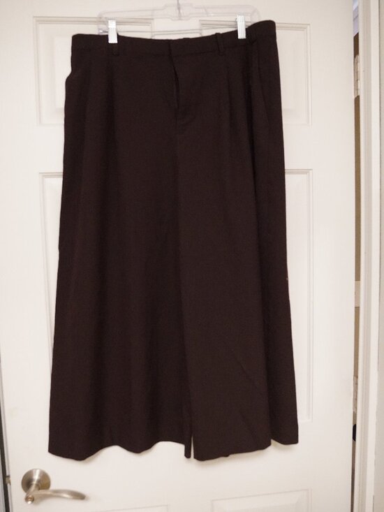 Uniqlo Pants - Uniqlo C Brown Wide Leg Pants XXL Pull On Elastic Waist Cropped Culottes